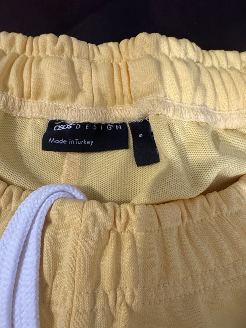 ASOS Yellow Athletic Drawstring Shorts with White Trim and brown - Picture 2 of 7